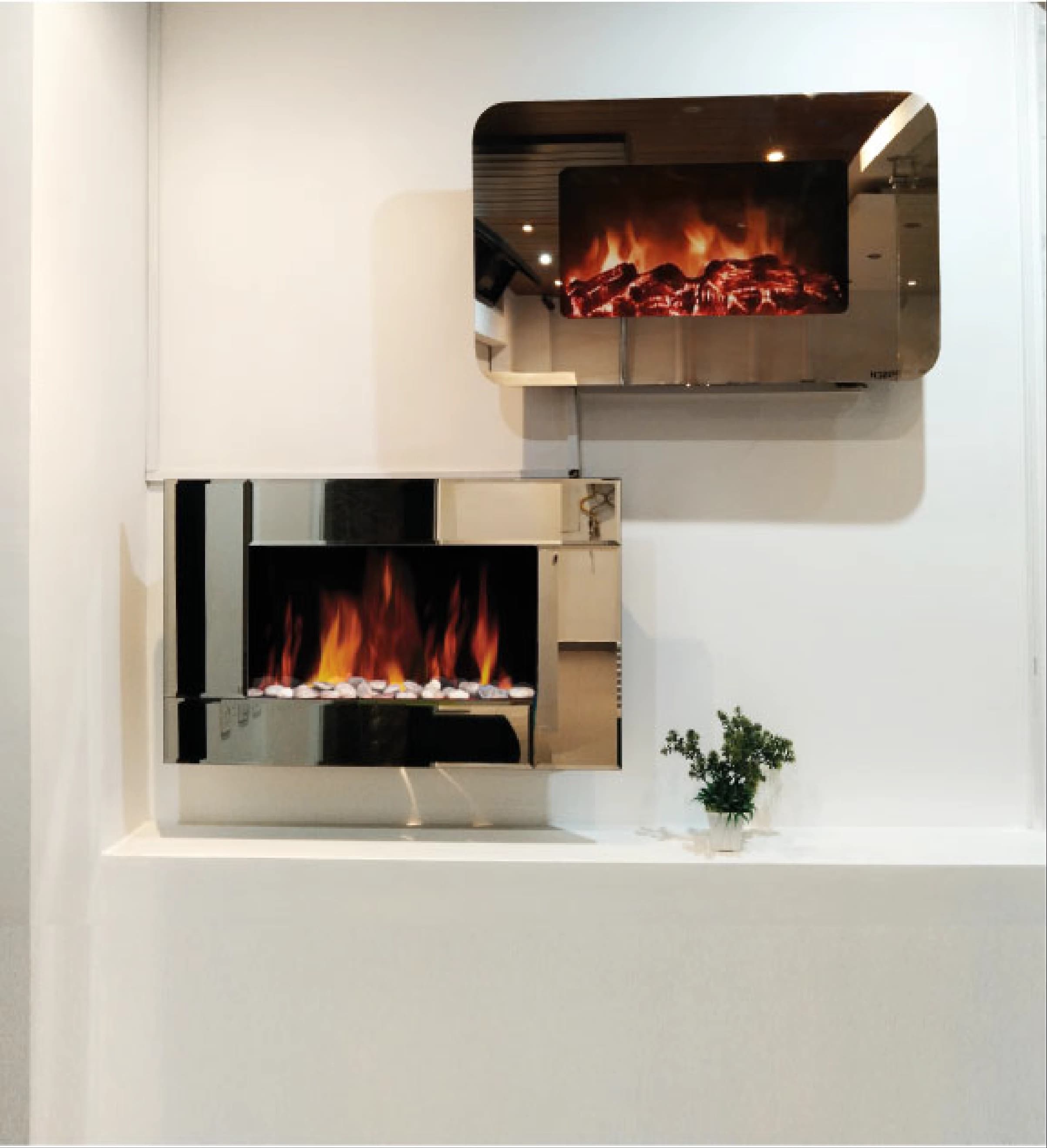 Chimenea a gas moderna en sala de estar